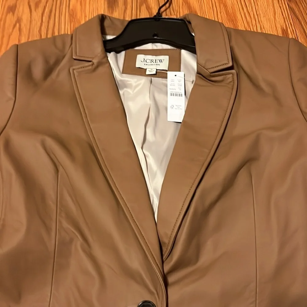 Jcrew CollectionAlfie Tan Brown 100% Leather Jacket Blazer, NWT, size 14